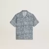 Blauw overhemd voor jongens met witte print