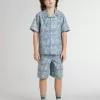 Blauw overhemd voor jongens met witte print