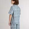 Blauw overhemd voor jongens met witte print