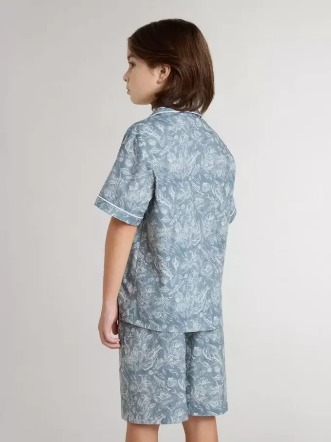 Blauw overhemd voor jongens met witte print