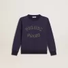 Blauw-paars sweatshirt met Golden Goose-opschrift op de voorkant