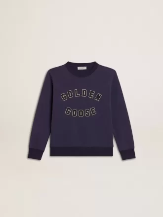 Blauw-paars sweatshirt met Golden Goose-opschrift op de voorkant