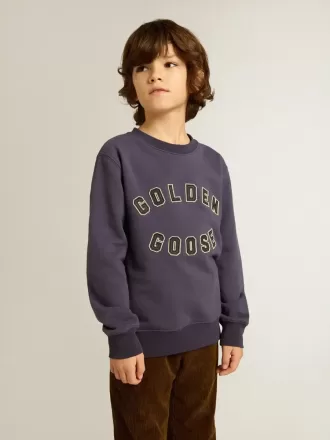 Blauw-paars sweatshirt met Golden Goose-opschrift op de voorkant