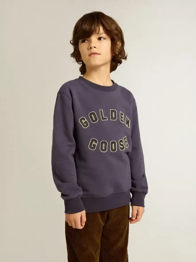 Blauw-paars sweatshirt met Golden Goose-opschrift op de voorkant