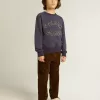 Blauw-paars sweatshirt met Golden Goose-opschrift op de voorkant