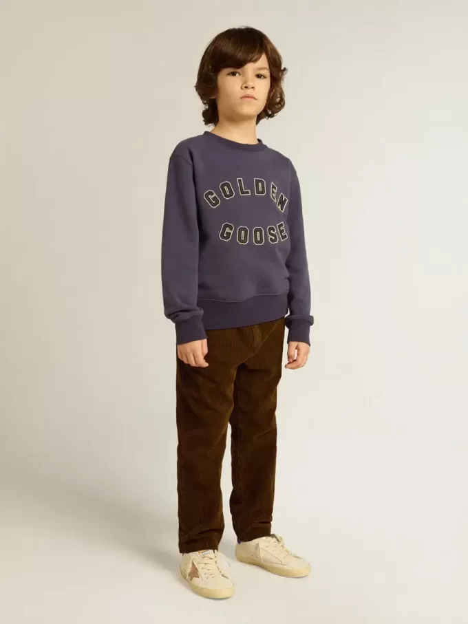 Blauw-paars sweatshirt met Golden Goose-opschrift op de voorkant