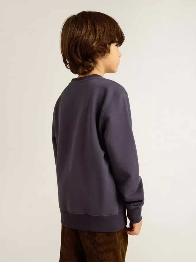 Blauw-paars sweatshirt met Golden Goose-opschrift op de voorkant