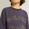Blauw-paars sweatshirt met Golden Goose-opschrift op de voorkant