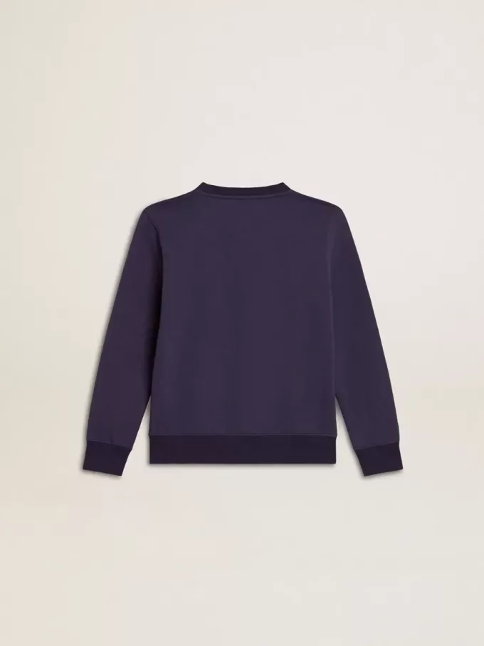 Blauw-paars sweatshirt met Golden Goose-opschrift op de voorkant