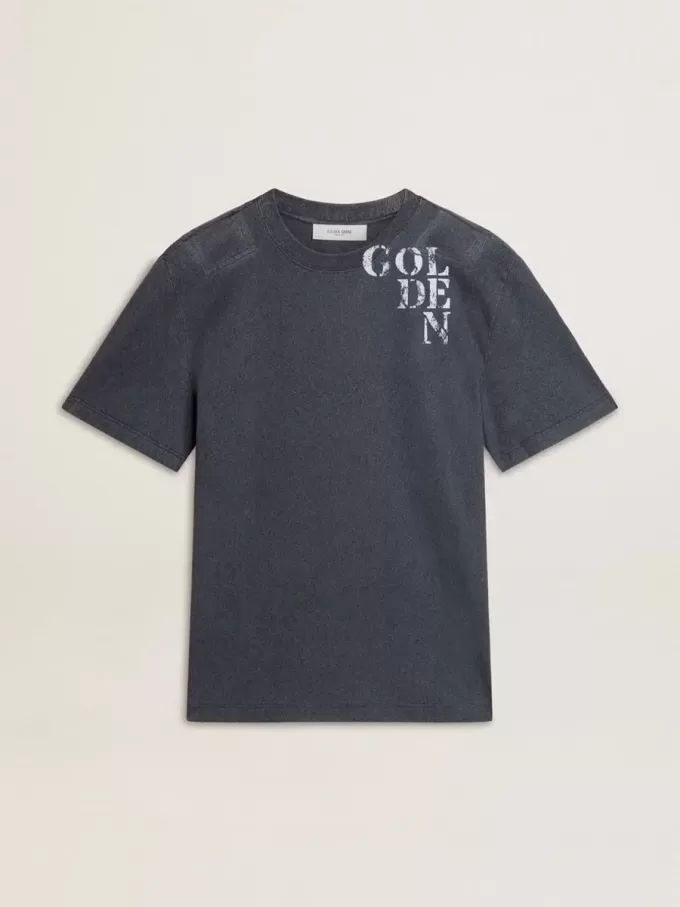 Blauw T-shirt voor heren met witte print