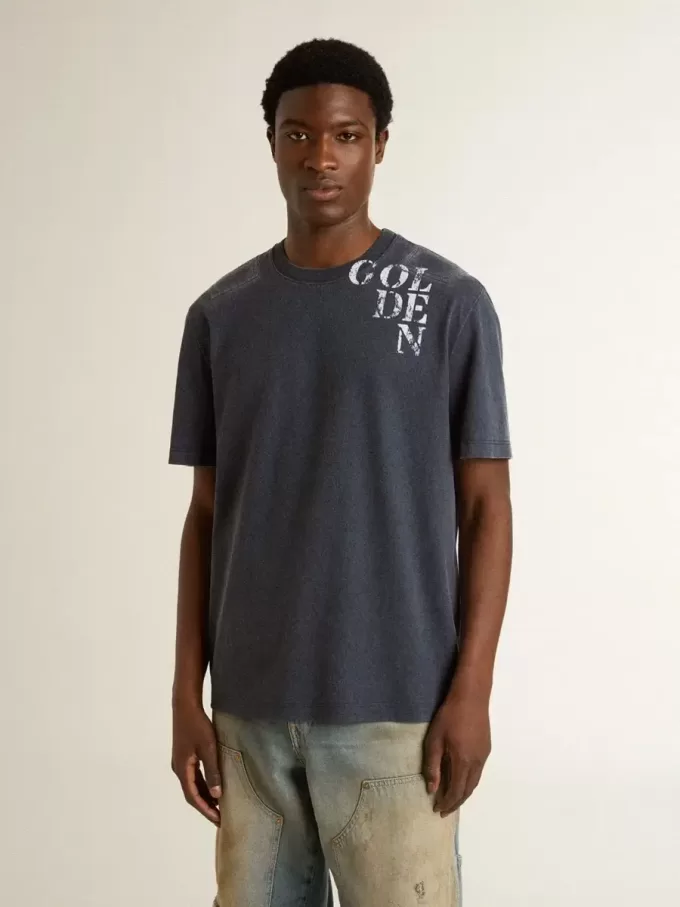 Blauw T-shirt voor heren met witte print