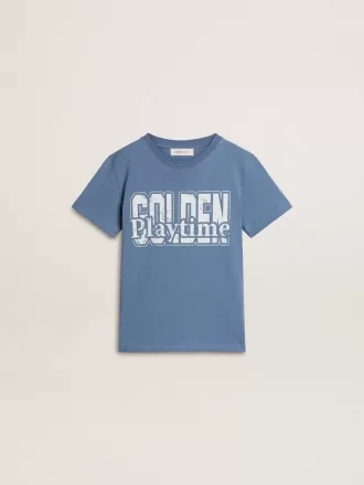 Blauw T-shirt voor jongens met witte print