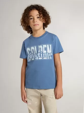 Blauw T-shirt voor jongens met witte print