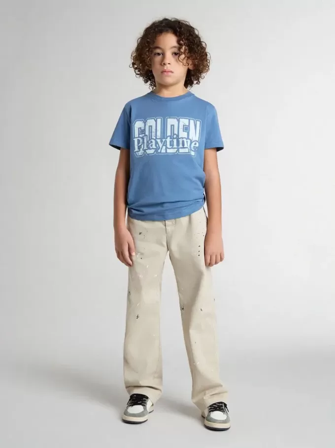 Blauw T-shirt voor jongens met witte print