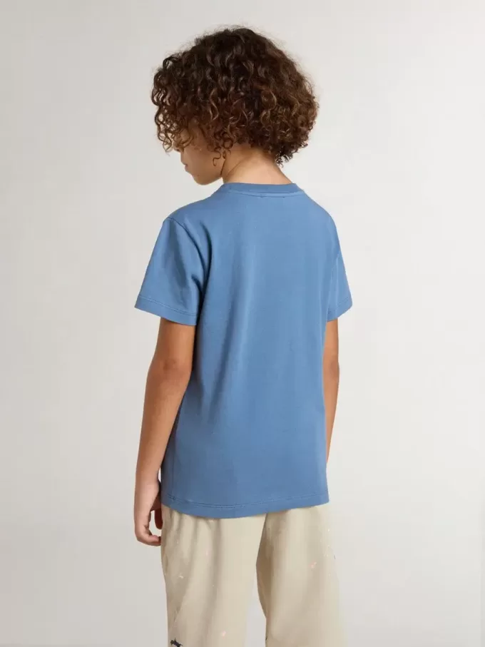 Blauw T-shirt voor jongens met witte print
