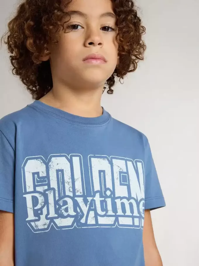 Blauw T-shirt voor jongens met witte print