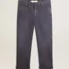 Blauwe chino voor heren met een doorleefd effect