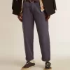 Blauwe chino voor heren met een doorleefd effect