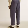 Blauwe chino voor heren met een doorleefd effect