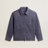 Blauwe herenjas van denimkatoen met distressed-behandeling