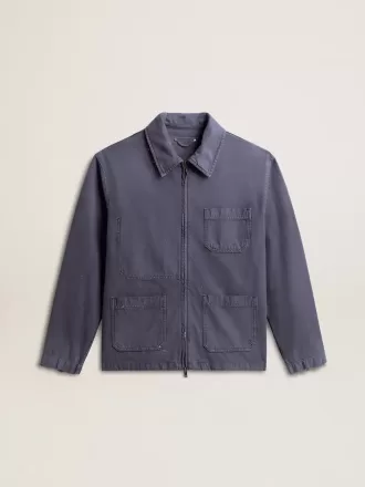 Blauwe herenjas van denimkatoen met distressed-behandeling