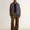 Blauwe herenjas van denimkatoen met distressed-behandeling