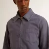 Blauwe herenjas van denimkatoen met distressed-behandeling