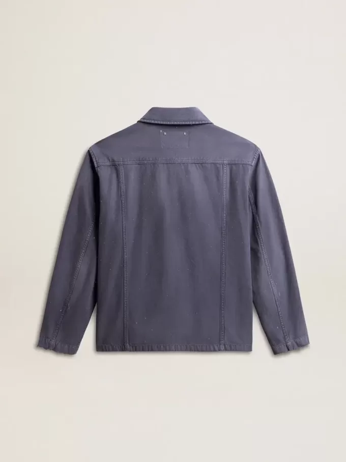Blauwe herenjas van denimkatoen met distressed-behandeling