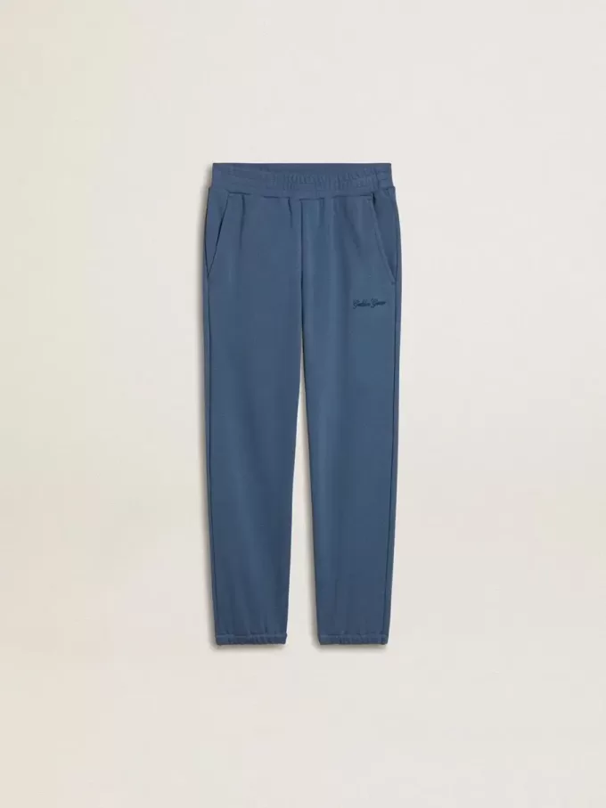 Blauwe joggingbroek voor kinderen met borduursel