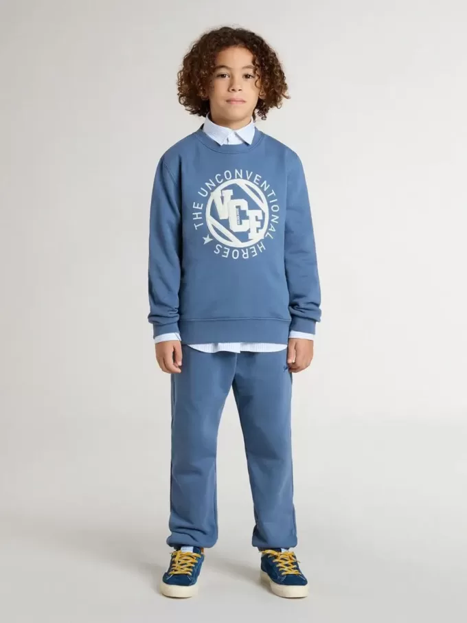 Blauwe joggingbroek voor kinderen met borduursel