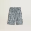Blauwe korte broek voor jongens met witte print
