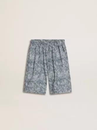 Blauwe korte broek voor jongens met witte print