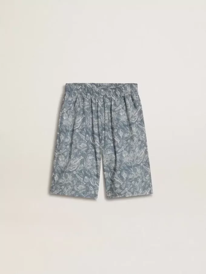 Blauwe korte broek voor jongens met witte print