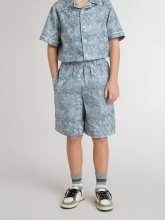 Blauwe korte broek voor jongens met witte print