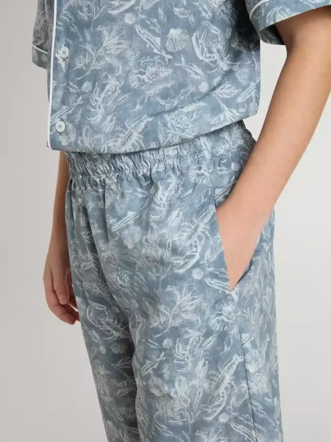Blauwe korte broek voor jongens met witte print