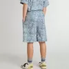 Blauwe korte broek voor jongens met witte print