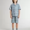 Blauwe korte broek voor jongens met witte print