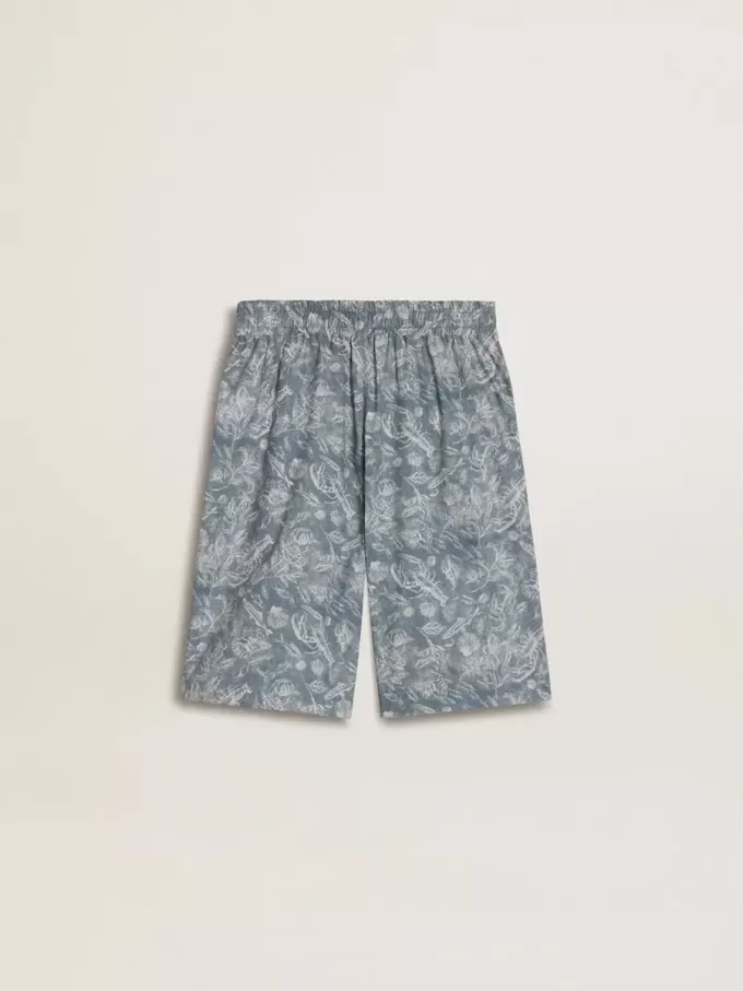 Blauwe korte broek voor jongens met witte print