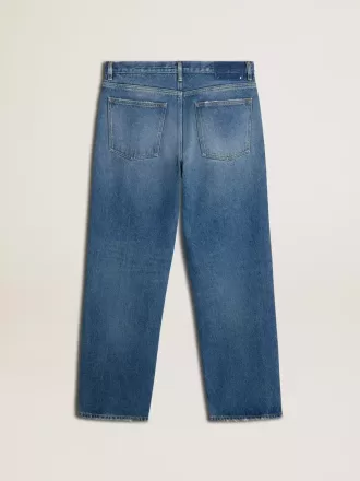 Blauwe losse jeans met medium wassing