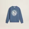 Blauwe sweatshirt voor kinderen met witte reliëf patches