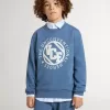 Blauwe sweatshirt voor kinderen met witte reliëf patches