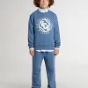 Blauwe sweatshirt voor kinderen met witte reliëf patches