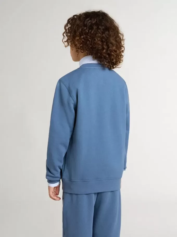 Blauwe sweatshirt voor kinderen met witte reliëf patches