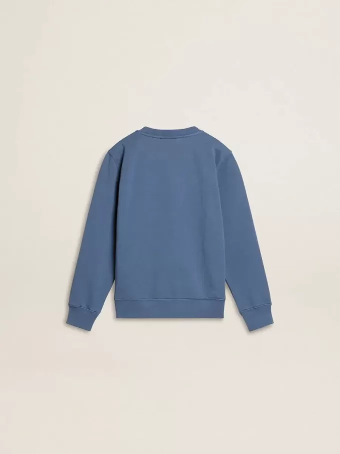 Blauwe sweatshirt voor kinderen met witte reliëf patches
