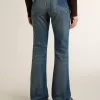 Bootcut-jeans voor dames met vintage wassing en metallic details