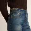 Bootcut-jeans voor dames met vintage wassing en metallic details