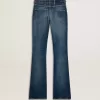 Bootcut-jeans voor dames met vintage wassing en metallic details