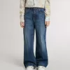 Bootcut jeans voor meisjes met een medium wassing en borduursels