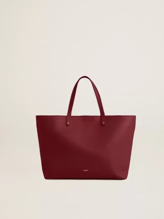Bordeauxrode Pasadena-tas van glad leer met gouden logo