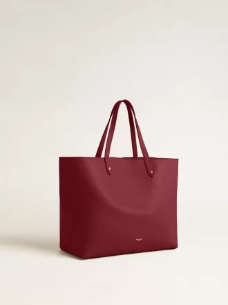 Bordeauxrode Pasadena-tas van glad leer met gouden logo